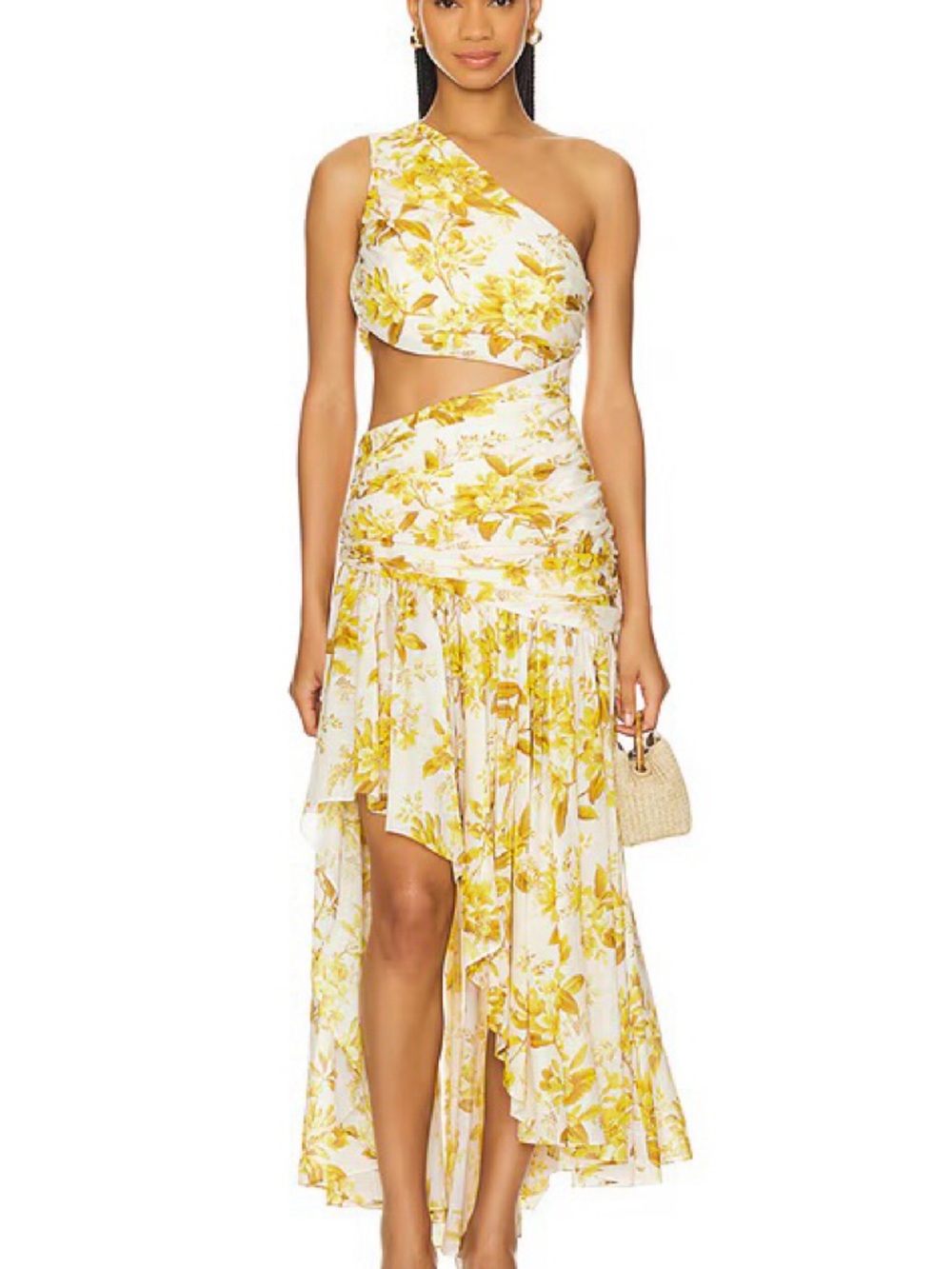Zimmermann Golden Floral Asymmetrical Dress
